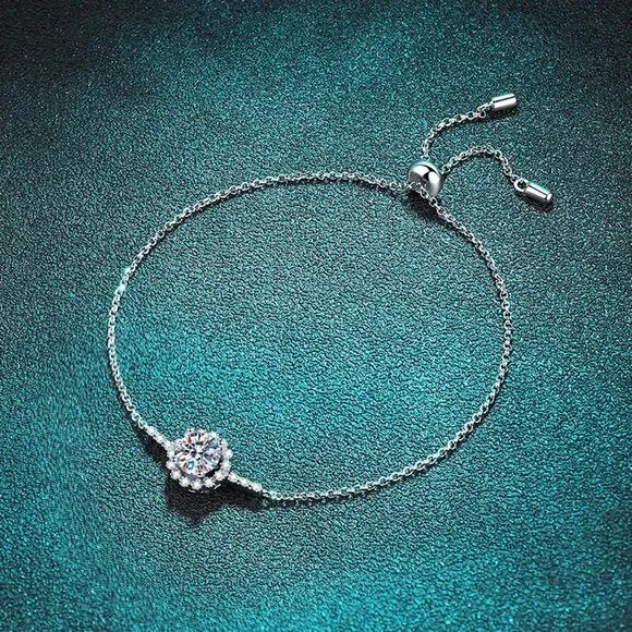 Certified 1ct. t.w. Moissanite Diamond Halo Bracelet NEW - Picture 3 of 11